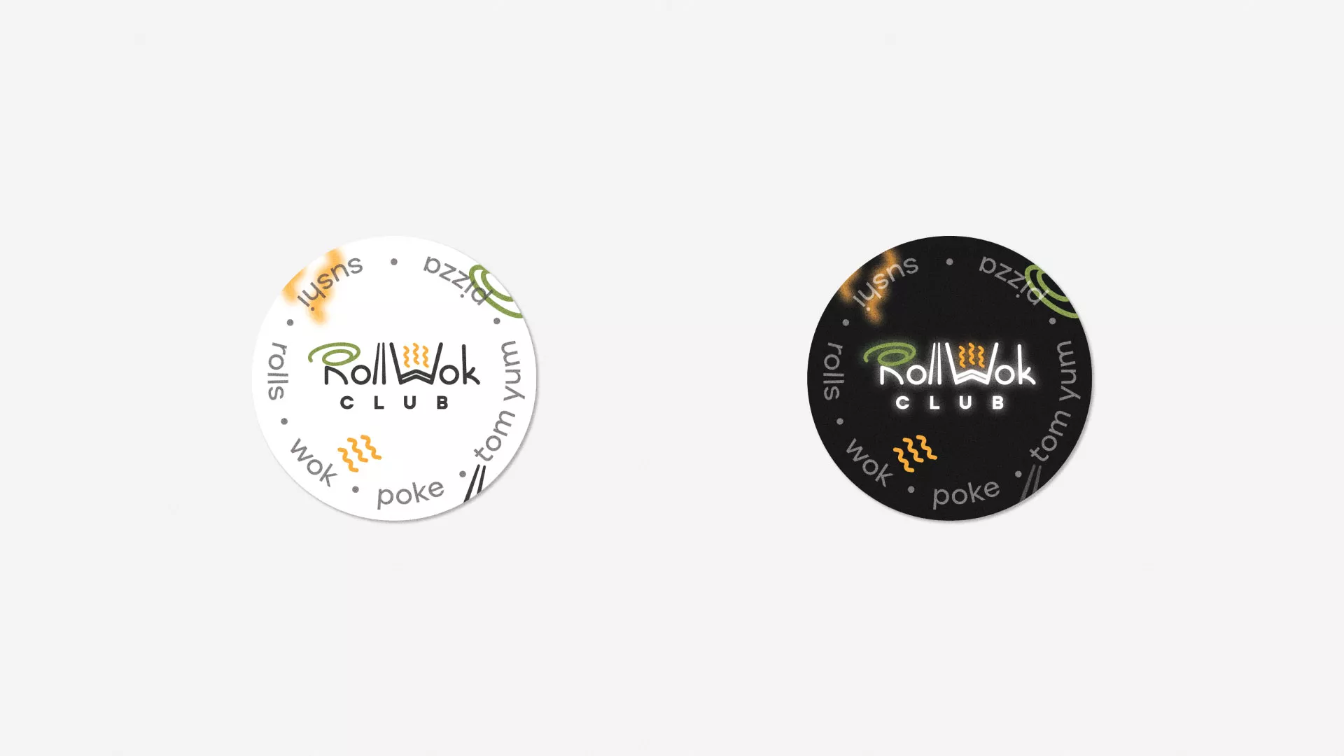 Разработка наклеек для суши-бара «Roll Wok Club» в Среднеуральске