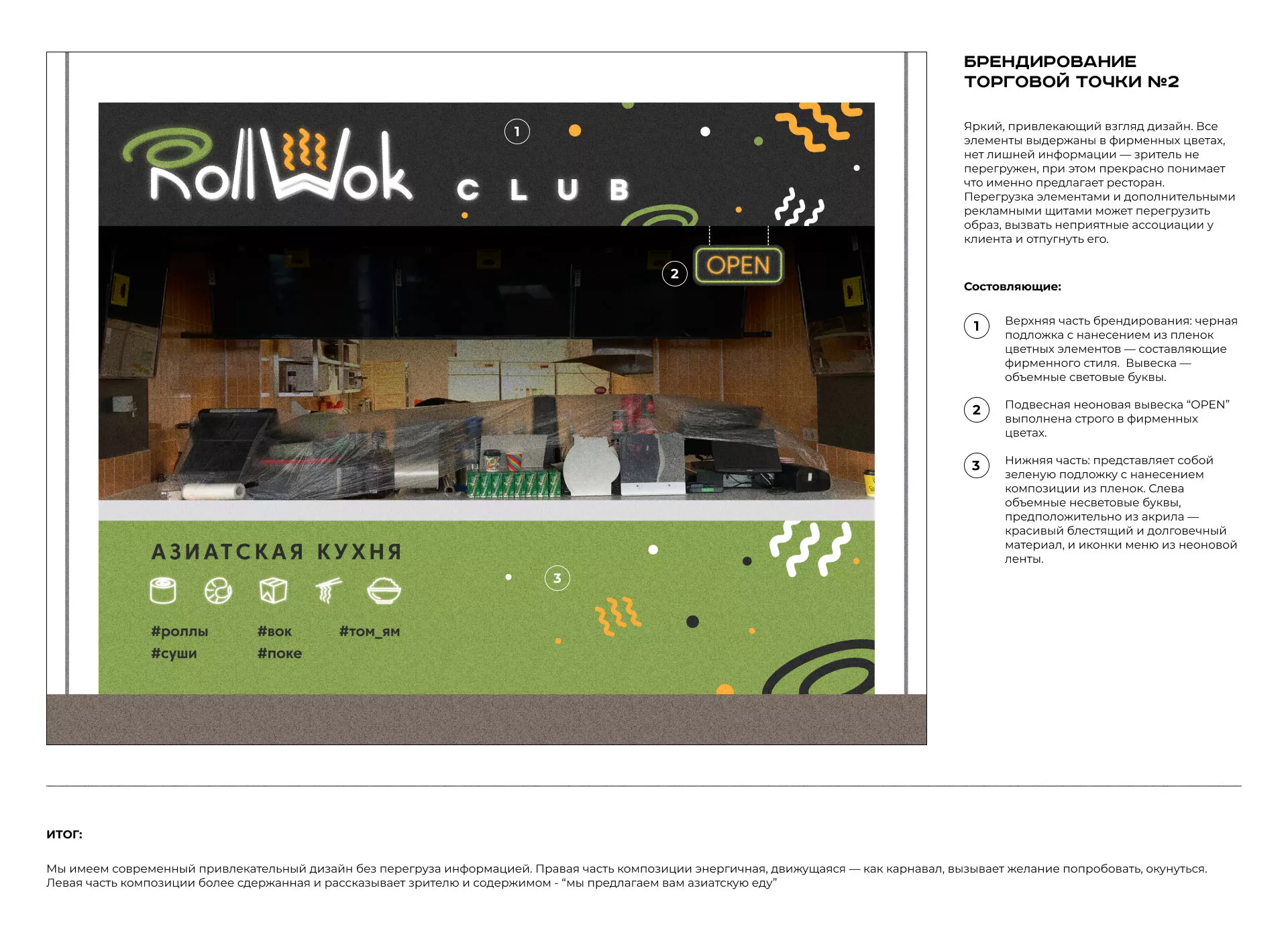 Брендирование торговых точек суши-бара «Roll Wok Club» в Среднеуральске